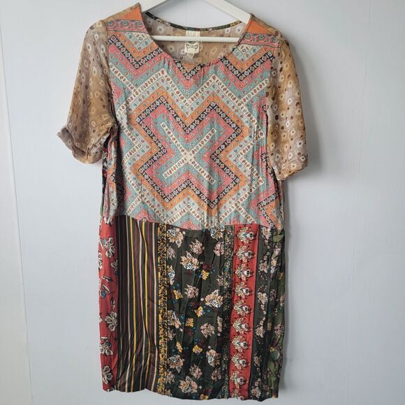 Anthropologie tiny womens Patchwork Tunic Dress size XS Pullover short sleeve - Picture 1 of 8